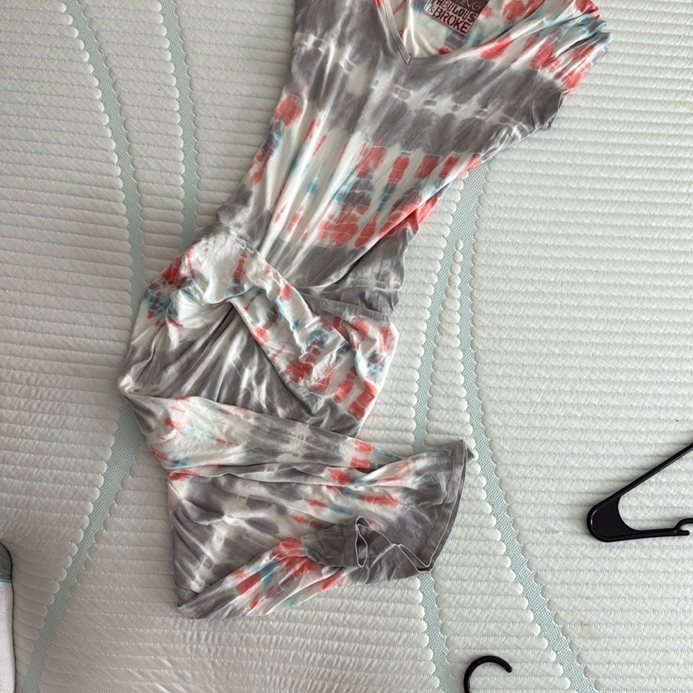 Gray and Red Tie-Dye Dress